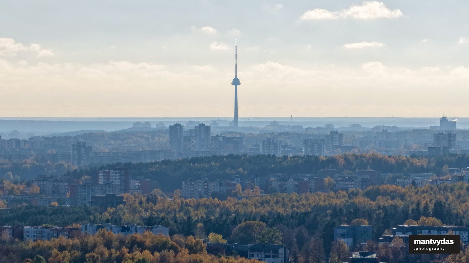 Vilnius skyline from Verkiai, autumn afternoon
