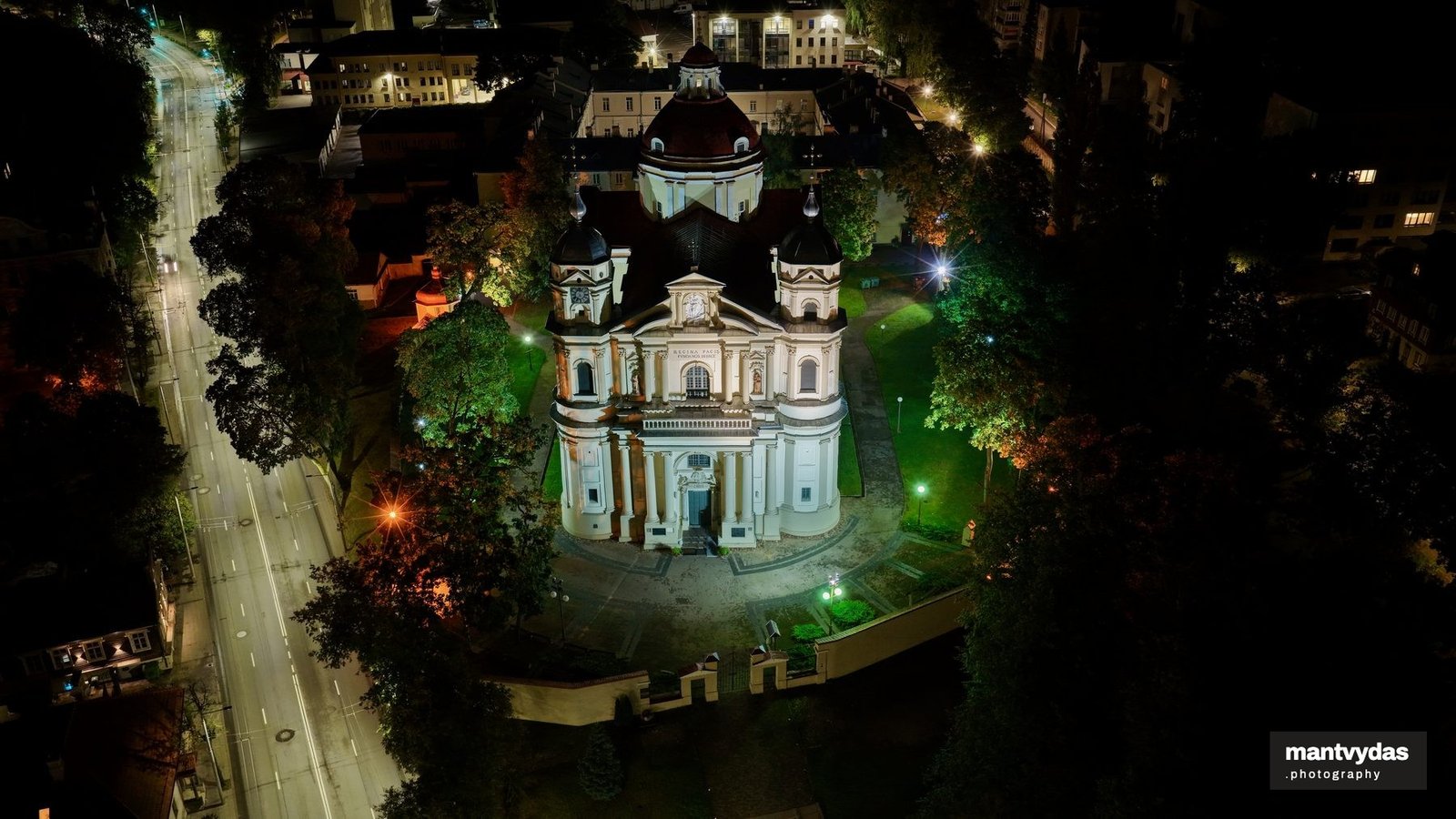 St Peter and St Paul's Church, Vilnius, autumn night