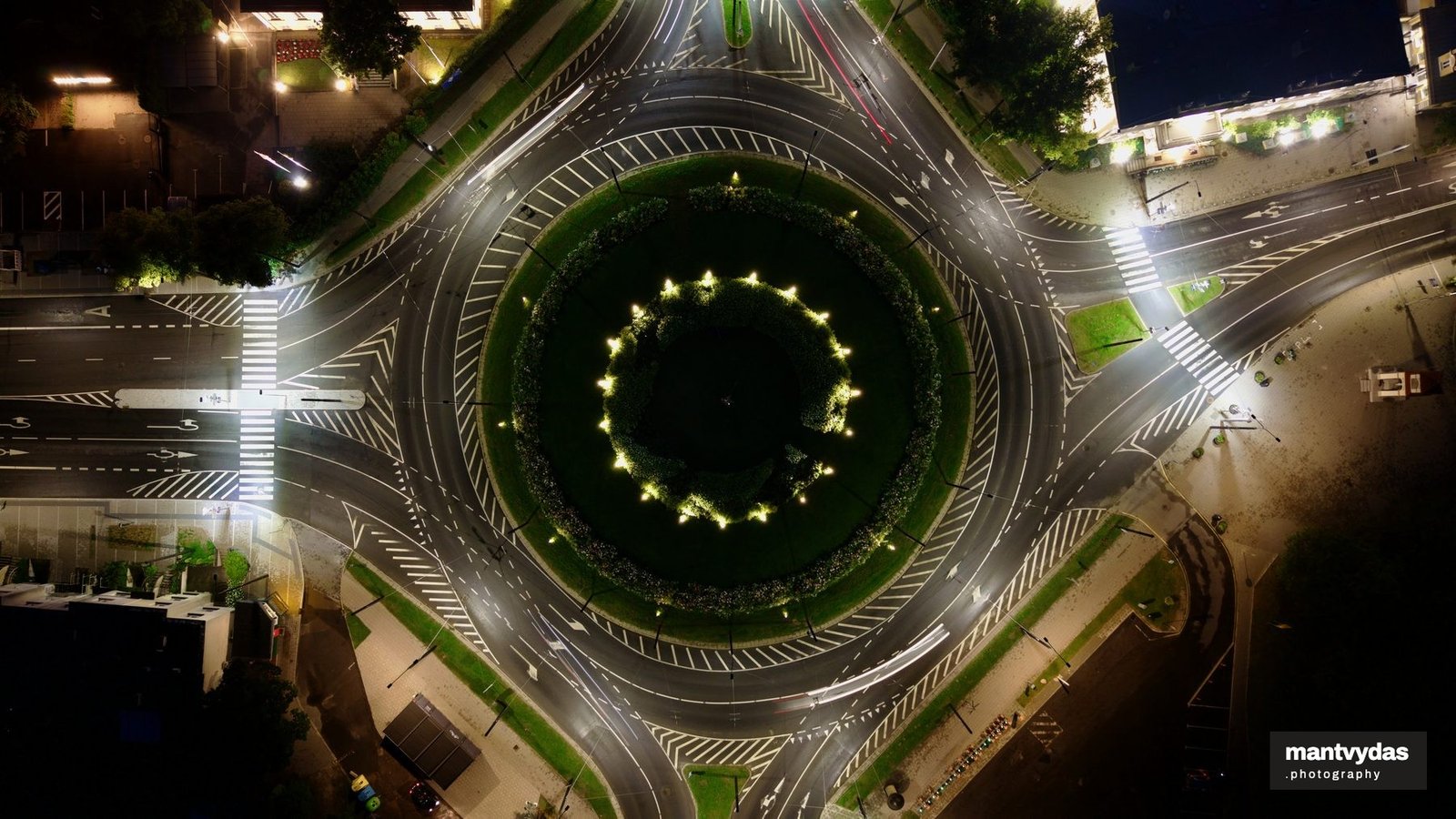 Antakalnis roundabout, Vilnius, summer blue hour