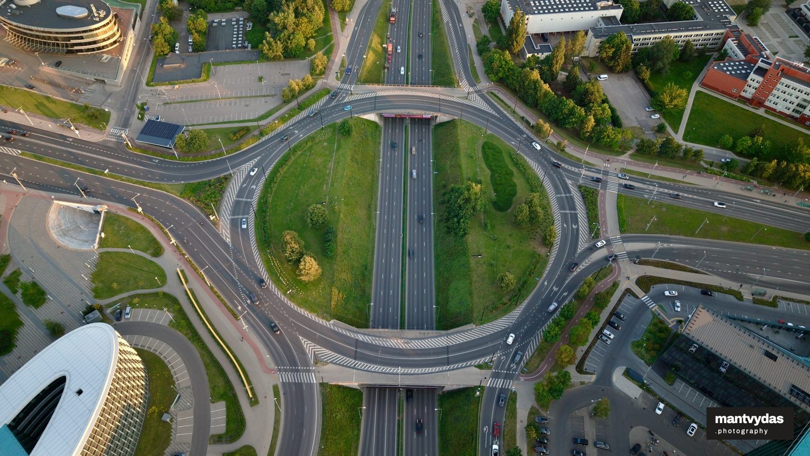 Highway interchange, Vilnius, summer evening