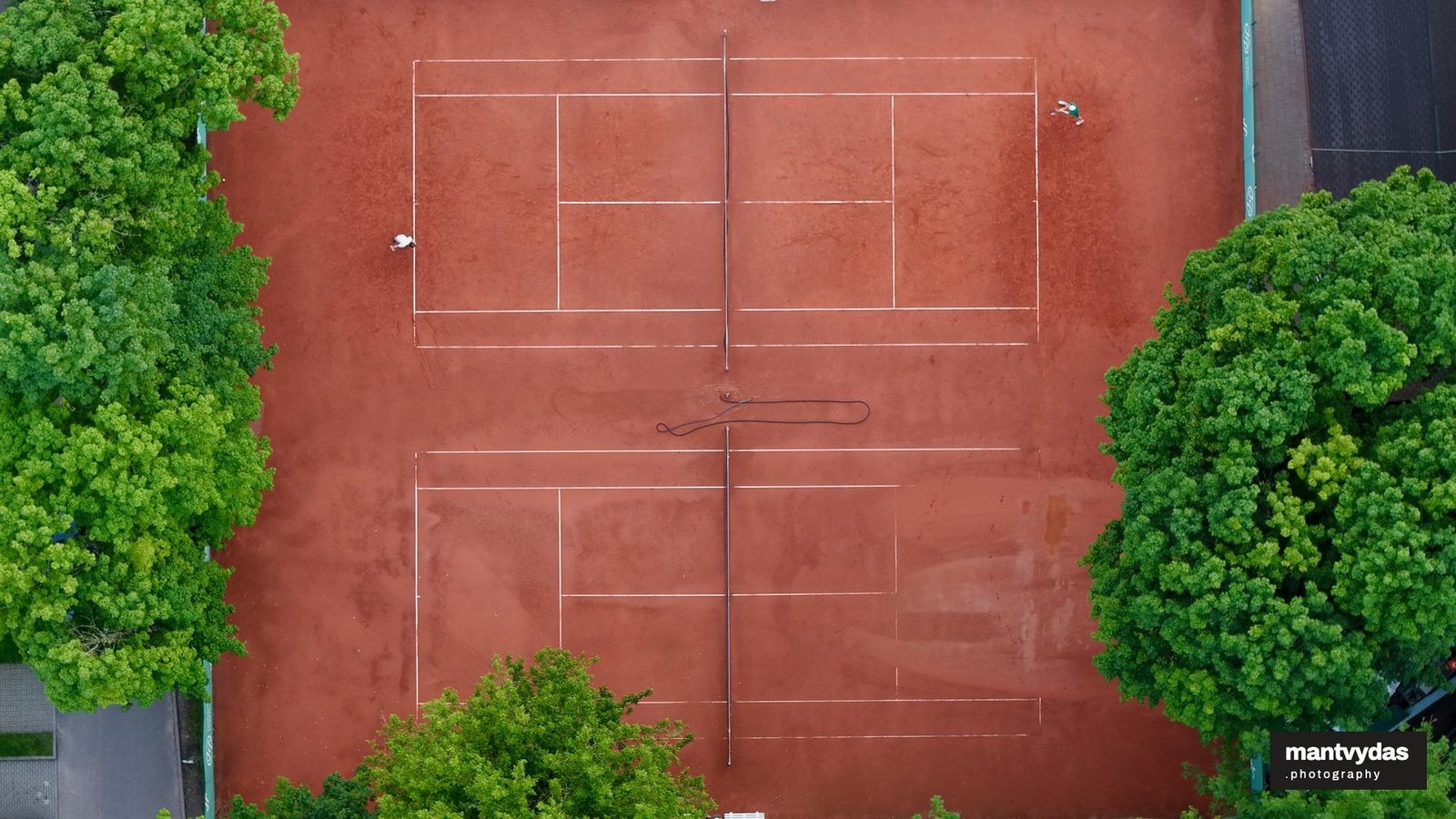 Clay tennis courts, Vilnius, summer sunset