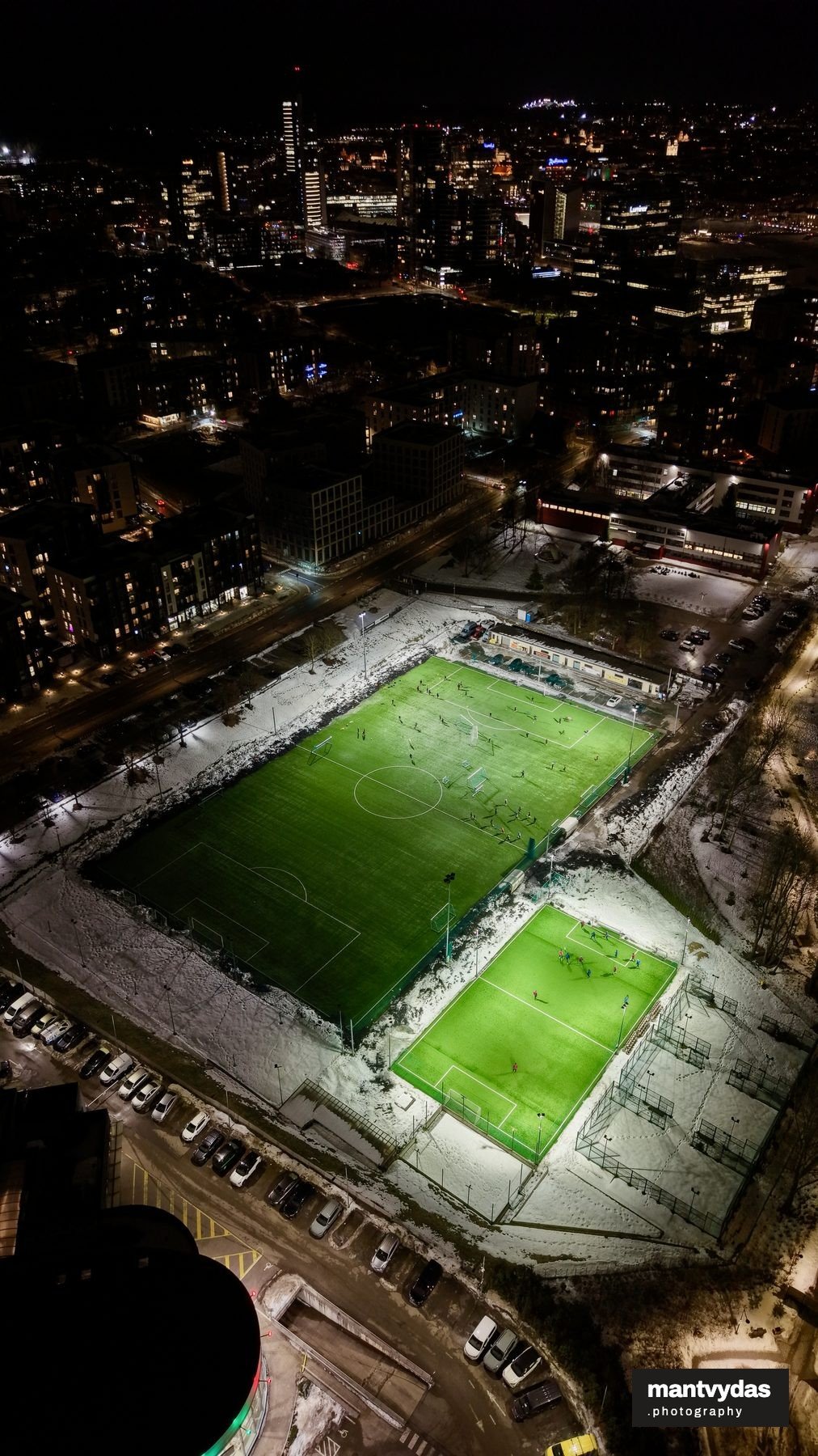 LFF Stadium, Vilnius, spring night