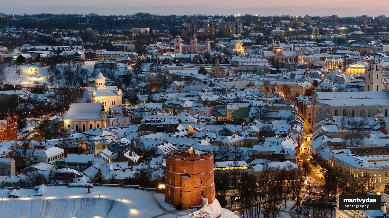 Vilnius Old Town, winter sunset